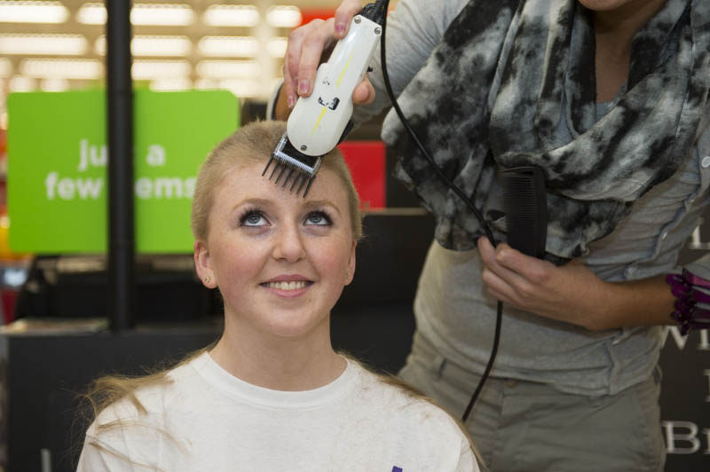 Aimee Lawton Meningitis Research Head Shave